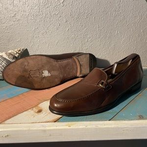 Bally mens loafers shoes size 11 brown leather made Italy